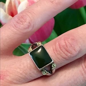 Sterling silver & gold w onyx ring
